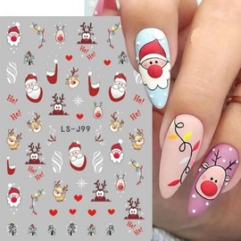 [Overseas] Children's Nail Stickers, Character Nail Stickers, Nail Materials, Christmas Stickers, Children's Cartoon Elk, Old Man, Free Size/Ls-J 101 (barehanded) 50ea