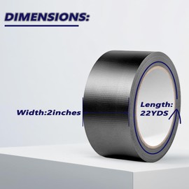 MIARALA Black Duct Tape Heavy-Duty Waterproof Duct Tape- Strong Adhesive, Waterproof, Residue-Free, 2 Inches x 22 Yards, for Repairs and Industrial Use (2-Pack)