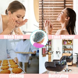 TCPENG® 3 Pack Shower Caps for Women, Waterproof Shower Caps Reusable Shower Hats Elastic Hair Bath Caps for Ladies Spa Salon