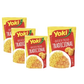 Batata Palha Brasileira Tradicional Yoki 105 g | Pack of 4 x 105g + Silicone Bracelets Souvenir | Brazil in Texas Bundle