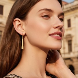 14K Gold Long Dangle Earrings for Women Hypoallergenic Drop Leverback Earrings Trendy Gold Plated Lightweight Drop Earings for Women Jewelry Gifts