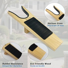 TNIEAHR Boot Jack- Wide Opening Design for Effortless Boot Remover, No Bend Needed with Shoe Horn, Wooden Shoe Remover with Non-Slip Base, Perfect for Seniors & Adults