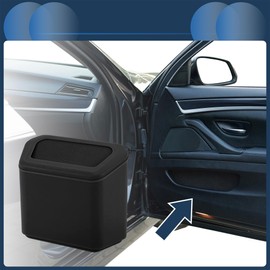 INFINAUTO Car Trash Can Car Door 6.3" Length 2.8" Width 5.5" Height Auto Trash Bin Plastic Black Hanging