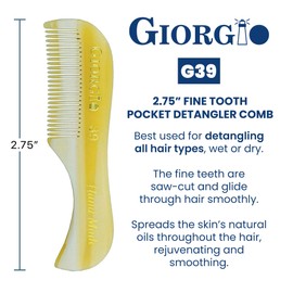 Giorgio G39 Mini Extra Small Men's Fine Toothed Beard and Mustache Comb for Facial Hair Grooming and Styling. Add this pocket comb to your hair styling accessories, Saw-Cut and Hand Polished