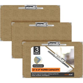Performore Eco-Friendly Oversized Clipboard 3 Pack and 11x19 Writing Board Fits 11x17 Ledger Paper and Lever Clip Brass Corner Reinforcements and Dual Orientation Architects Teachers