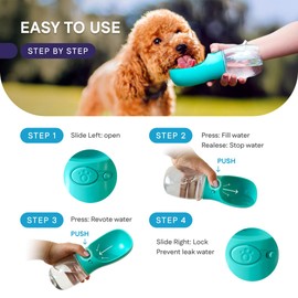 Portable Dog Water Bottle with Bowl – Leak Proof, Lightweight Travel Water Bottle for Dogs. (Blue, 550 ml)
