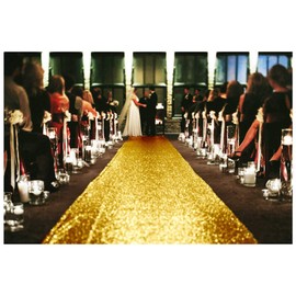 Wedding Runner 4FTx35FT Aisle Runner Gold Sparkling Sequin Aisle Runner Shiny Gold -0822S