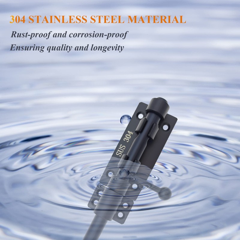 12in Slide Bolt Gate Latch 304 Stainless Steel Barrel Bolt