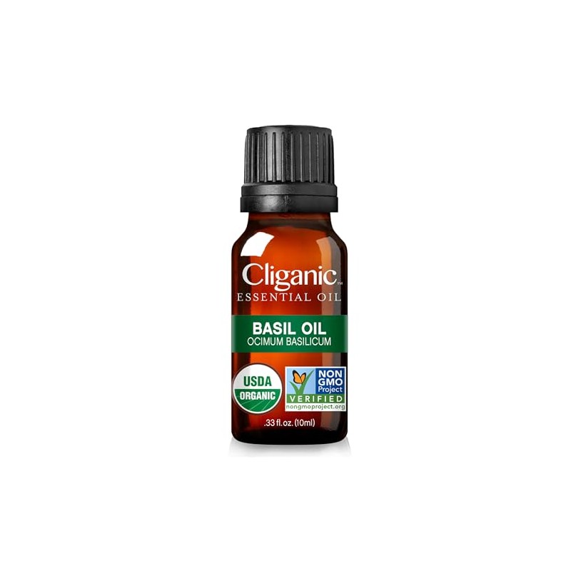 Cliganic Organic Basil Essential Oil, 100% Pure Natural for Aromatherapy