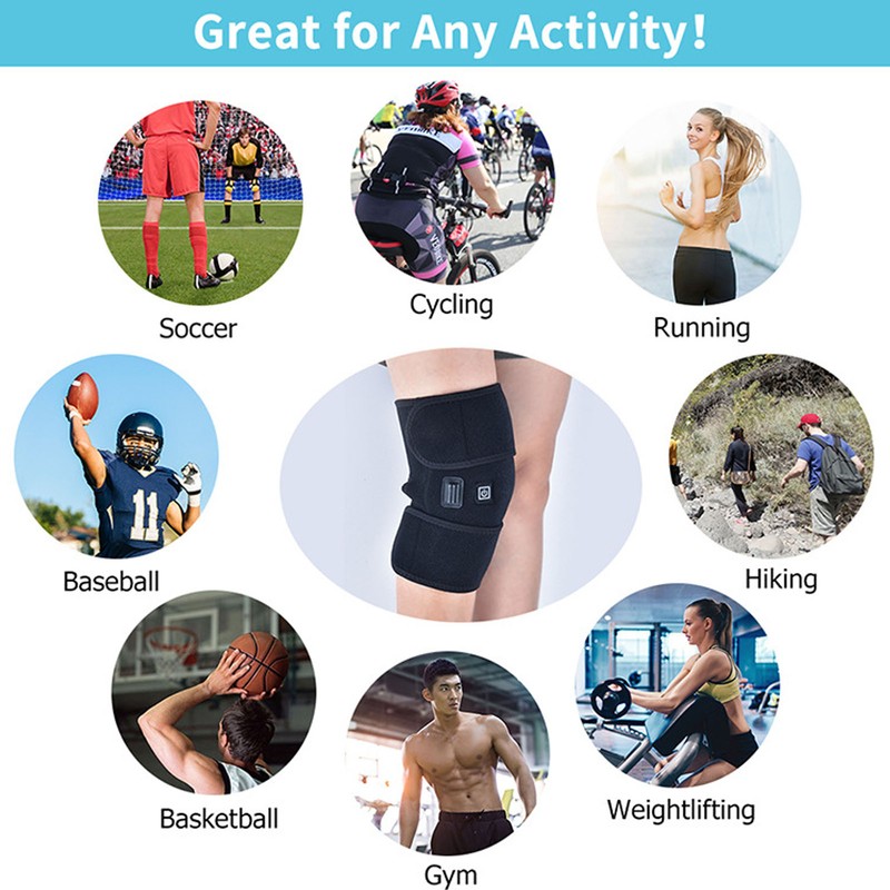 Heated Knee Brace Reduce Pain Muscle Soreness USB Charging Cold