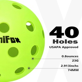 Foni Fox Pickleball Balls, 3/6 Pack 40 Holes, High Visibility & Bounce, Durable for All Skill Levels (3)