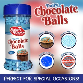 Baker’s Choice Crunchy Crispearls - Blue Chocolate Pearls - Kosher Dairy Milk Chocolate Covered Cereal Balls - 4.2 oz.