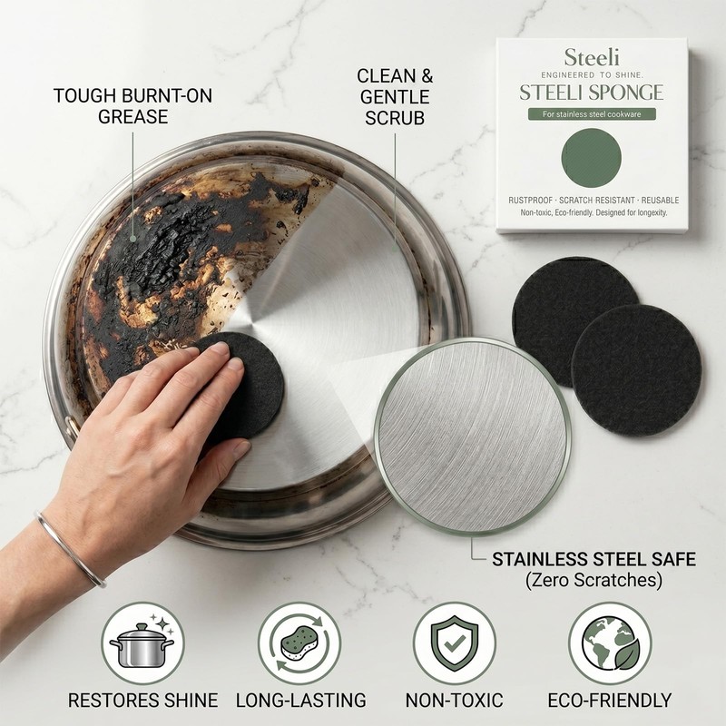 for Stainless Steel, Removes Burnt-On Stains for Stainless Steel Surfaces,