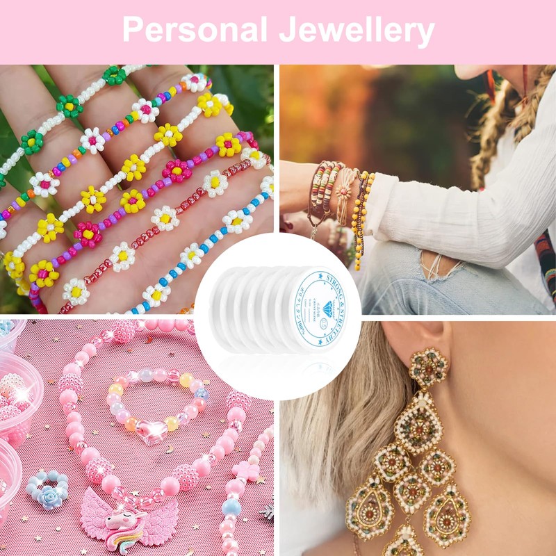 DOETYD 6 Rolls 0.5mm Clear Elastic Thread Clear Craft Making