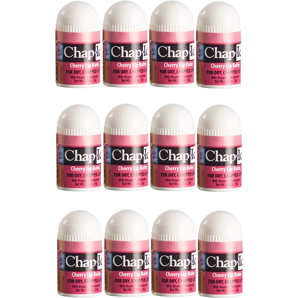 CHAP-ICE Mini Lip Balm, Cherry, 12 Count