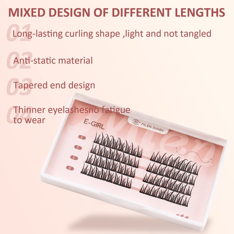 MLEN DIARY Individual Lashes Cluster Eyelash Extensions Long Volume False