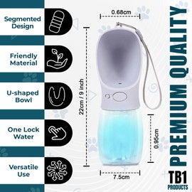 TB1 Portable Pet Water Bottle 350ml (Pack of 2) | Leak-Proof Travel Water Dispenser for Dogs | BPA-Free Outdoor Puppy Drinking Bottle | One-Hand Operation Lightweight Design with Strap