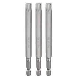 sourcing map 3pcs T50 Torx Head Screwdriver Bit 1/4" Hex Shank 4.3" (110mm) Long Magnetic No Hole Tip Tamper Proof 6 Point Star Screw Driver Drill Bits S2 Steel Industrial Power Screwdrivers