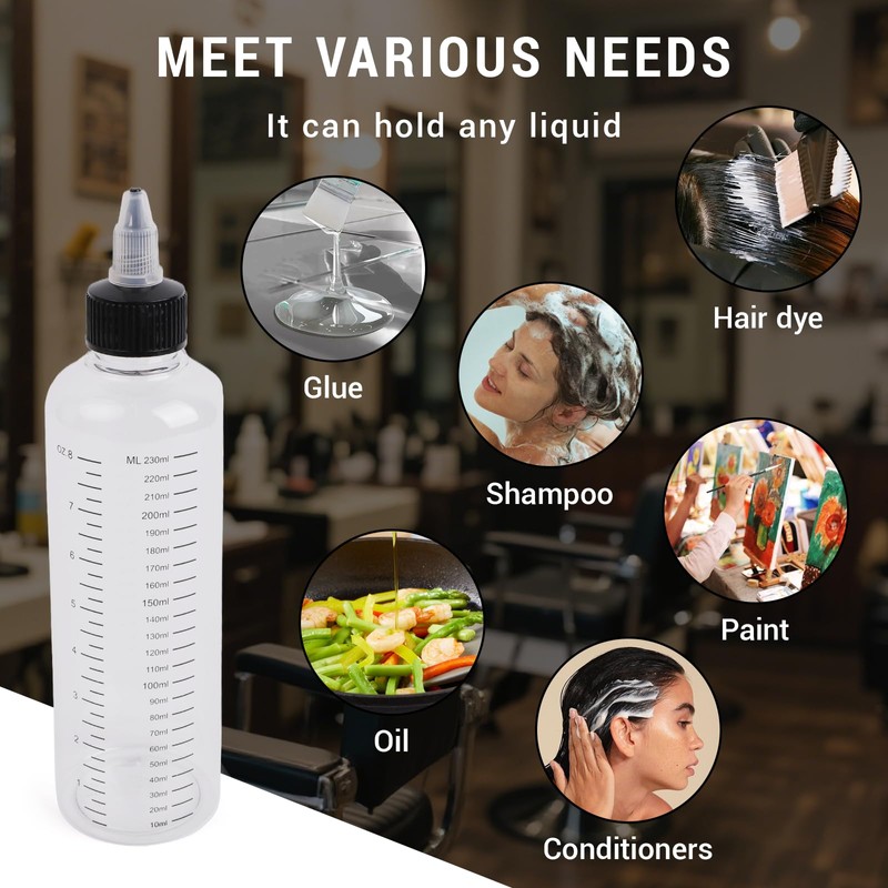 3 Pack Hair Oil Bottle, 8.5oz Plastic Squeeze Oil Applicator