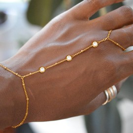 YANCHUN Ring Bracelet Hand Chain Gold Stack Ring Bracelet Adjustable Hand Chain Gold Finger Ring Bracelets Boho Jewelry Trendy, Aluminium, No gemstone