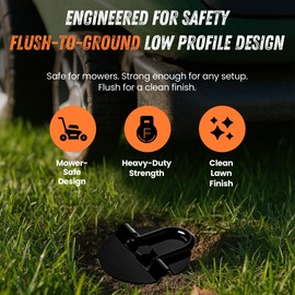 Ground Anchor Stakes (Ground Anchors Low Profile, 4 Pack Heavy Duty, Ground Anchors Screw in, Swing Set Anchors, Trampoline Anchors High Wind, Tent Stakes, Car Ports, Canopies.)