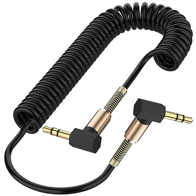 tunghey 2Pack 3.5mm Coiled Cable Dual 90 Degree Right Angle