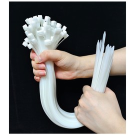 KAXIMON Kabelbinder, 450 mm x 8,8 mm, groß, transparent, Nylon, robust, mit 80 kg Zugfestigkeit, selbstsichernde Kunststoffbinder für Haus, Garten, Büro, Weiß, 100 Stück