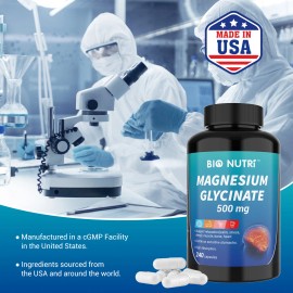 Magnesium Glycinate 500mg - 240 Capsules For Sleep, Stress Relief Support Bone