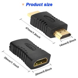 DKARDU HDMI Female to HDMI Female Coupler Connector with HDMI Male to HDMI Male Coupler Connector, 3D 4K HDMI Extension Adapter for Laptop, PC, Monitor, TV