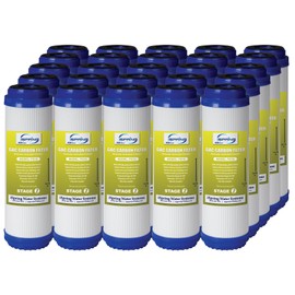 iSpring FG15X25 2.5"x10" Water Filter Replacement for Reverse Osmosis Water Filter System, GAC Granular Activated Carbon Filter Water Filter Cartridge Reduce PFAS，25 Pack