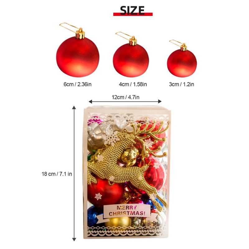 Christmas Balls Ornaments 30Pack Shiny Balls Shatterproof Christmas Tree Decorations