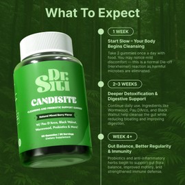 Dr. Siti Candisite | Candida Cleanse | Candida Support Supplement | 10-in-1 Advanced Formula - Wormwood, Black Walnut, PAU D’Arco | Supports Digestive & Microbial Balance | 60 Gummies