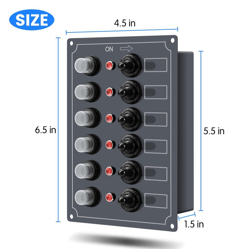 Marine Switch Panel, Haoguo 6 Gang Boat Electrical Panel with