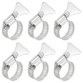 uxcell 6Pcs Stainless Steel Hose Clamps Worm Gear Hose Clamp, 14-27mm (1/2"to 1") Adjustable Thumb Screw Key Type Clamps Fuel Line Clamps 12mm Bandwidth for Plumbing, Automotive