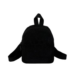 Energather Corduroy Mini Backpack Women's Casual Daypack for Women and Girls, Women's Backpack for Travel, Shopping, Walking, black, S