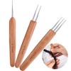 Zonon 3 Pieces 0.75 mm Dreadlock Crochet Hook Bamboo Needle