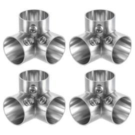 uxcell 4Pcs 90 Degree 3-Way Elbow Pipe Fitting Connector, Fit 1 Inch(25mm) OD Pipe Stainless Steel Structural Pipe Connector Chain Link Fence Clamp