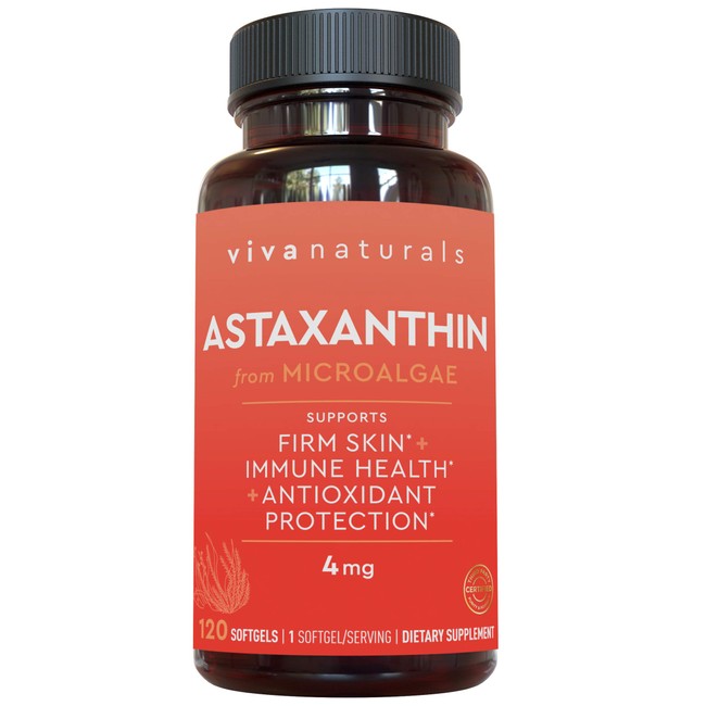 Astaxanthin 4mg - Daily Antioxidant Protection, Supports Skin Hydration & Firmness, Supports Heart & Immune Function, 120 softgels