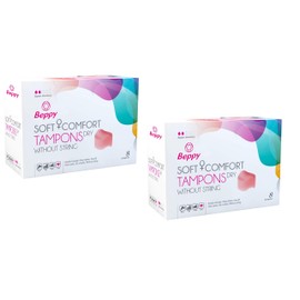 Beppy Dry Comfort Tampons Double Pack of 2 x 8 Pieces – Without Threads, Dry, Sponge Tampon, Freedom During the Period (Sauna, Swimming, Sports, Love)