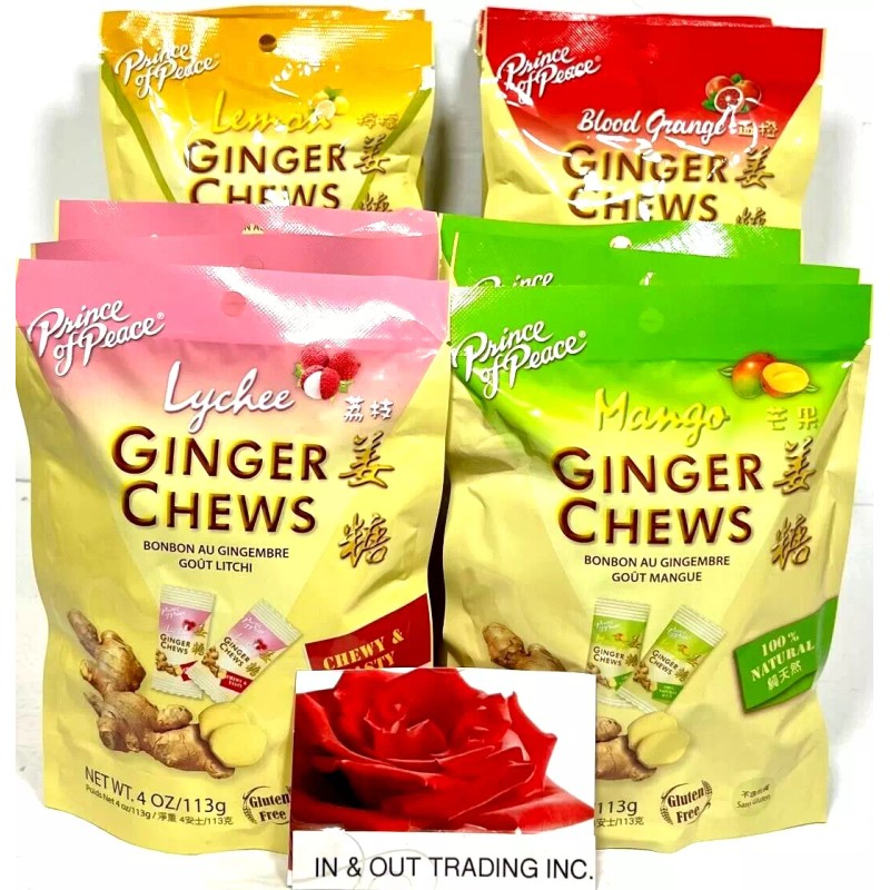 Prince of Peace Ginger chews Candy Variety Pack of 12~