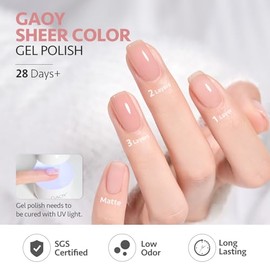 GAOY- Kit de esmaltes de uñas en gel Nude Jelly de 6 colores transparentes, rosa y marrón brillante, para salón