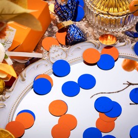 Orange Blue Table Confetti Party Decorations Metallic Circle Dot Confetti, 1.2 Inch, 300pcs