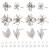 BENECREAT 12 Pieces 3 Styles Brass Rivets, Platinum Flower and