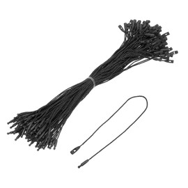 MECCANIXITY Cotton Hang Tag String Snap Lock Pins Loop Price Tag Fastener Plastic Tags Ties Black 9.8 Inch Pack of 100