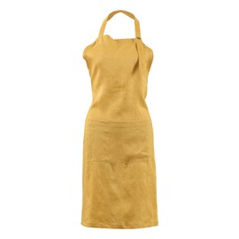 Amazhiyu Linen Apron with pockets, Linen Apron for Men and Women, Casual Solid Adjustable Unisex Apron, for Cleaning/Crafting/Gardening/Barbeque/Pottery/Baking Cross, Yellow