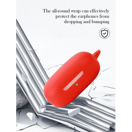 Case for SHOKZ OpenFit Air - Open-Ear Headphones,Soft Protective,BOVUGAC Silicone Case Cover with Keychain & Cleaning Kit & Lanyard for SHOKZ OpenFit Air Earbuds-Red