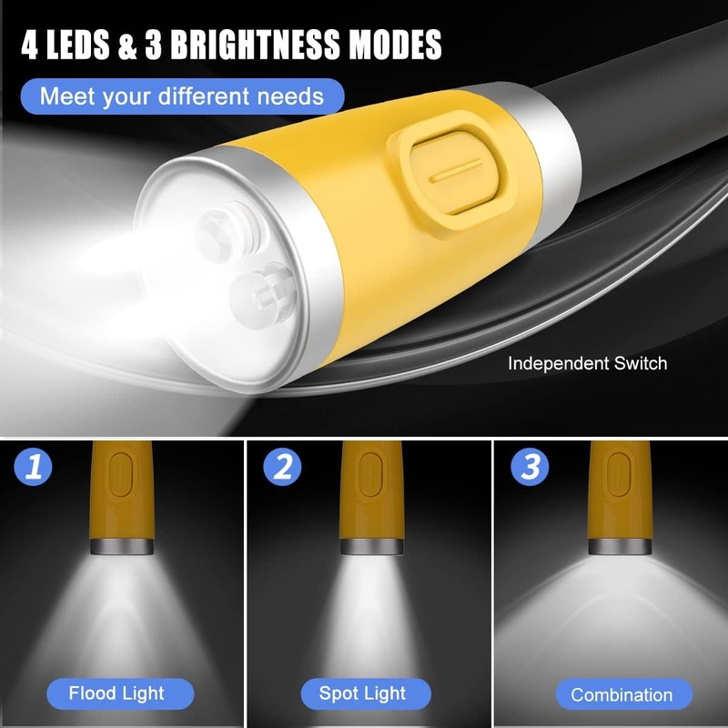 LEDGLE LED Neck Light for Reading Rechargeable Flashlight Knitting, Yellow