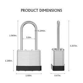CINCINNO 40mm Keyed Alike Nickel Plated Laminated Steel Padlock, 1-9/16" Wide Body 2-inch Long Shackle Padlocks with Keys Pack of 12