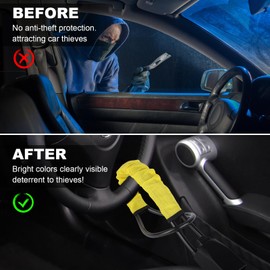 Steering Wheel Lock with 3 Keys,Seat Belt Lock High Visibility Car Lock Cut Resistance Anti-Theft Device Universal Steering Wheel to Seat Belt Lock for Cars SUV Van Golf Cart Truck