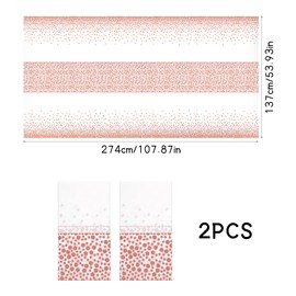 Dokeno Pack of 2 Rose Gold Polka Dot Tablecloths, Waterproof and Reusable Plastic Tablecloth, Table Decoration Birthday, 137 x 273 cm Rectangular Party Tablecloth for Celebrations, Weddings and